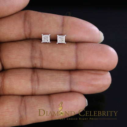 DiamondCelebritees 0.05ct Diamond Collection White 925 Sterling Silver Women & Men Square Earrings