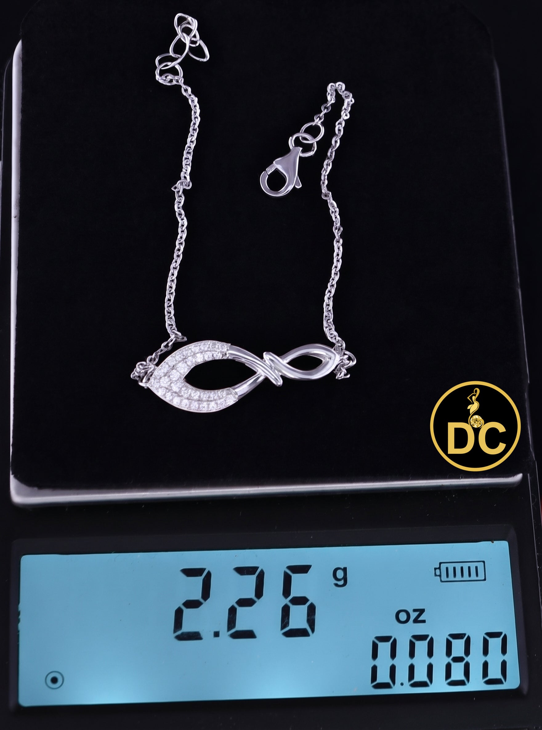 Diamondcelebritees White Sterling Silver Fashion Design Ladies Bracelet Cubic Zirconia Size 7 Inch