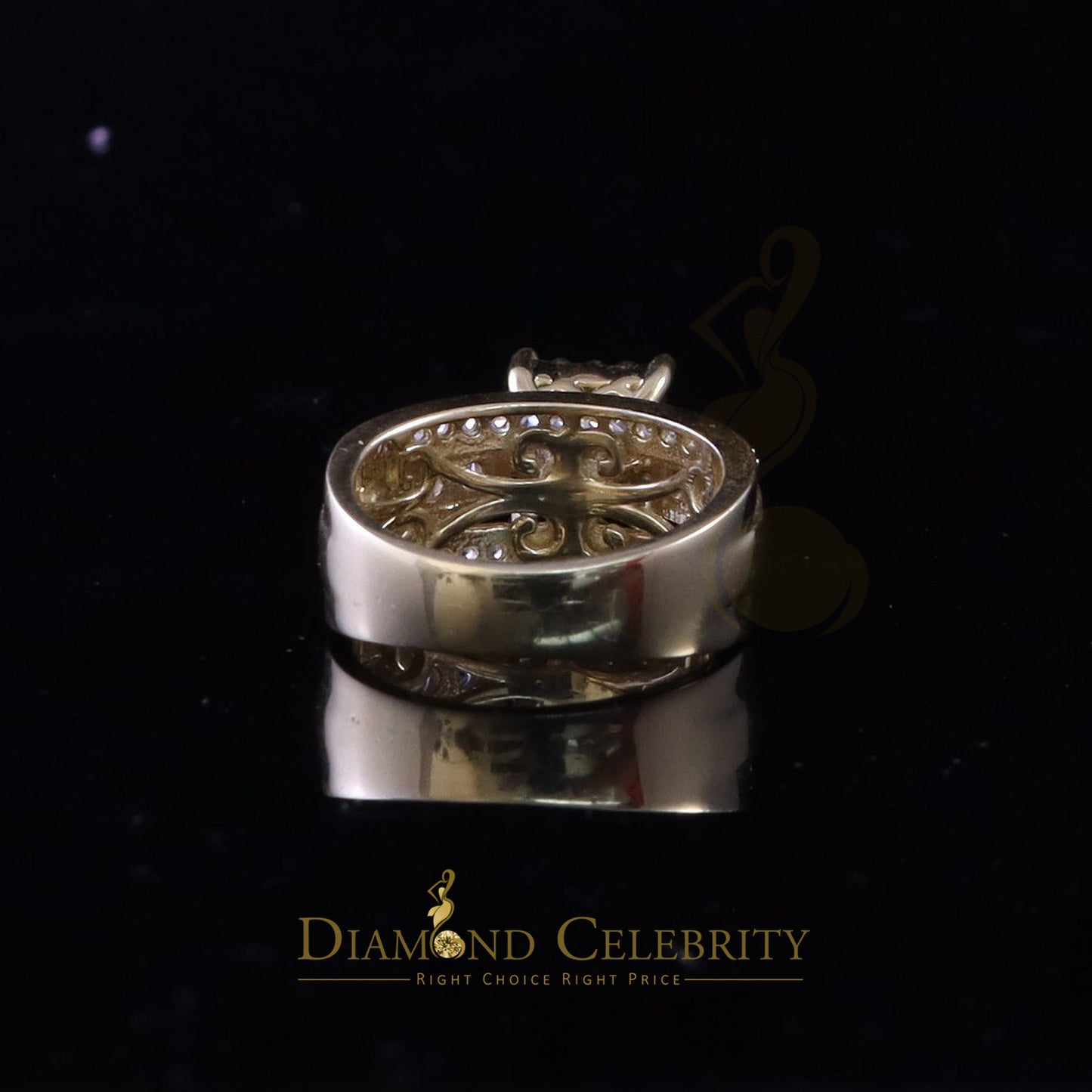 DiamondCelebritees 925 Sterling Yellow Silver Square 2.12ct Cubic Zirconia Womens Ring Size 7