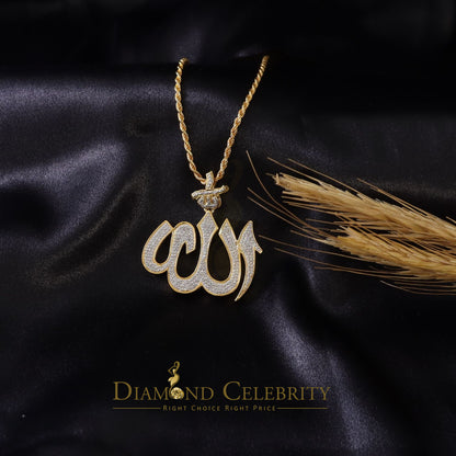DiamondCelebritees  Real 0.25ct Diamond Sterling Silver ALLAH Charm Necklace Pendant in Yellow