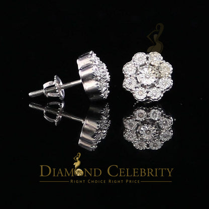 DiamondCelebritees 0.10ct Diamond 925 Sterling Silver White Floral Earrings For Men's & Women's