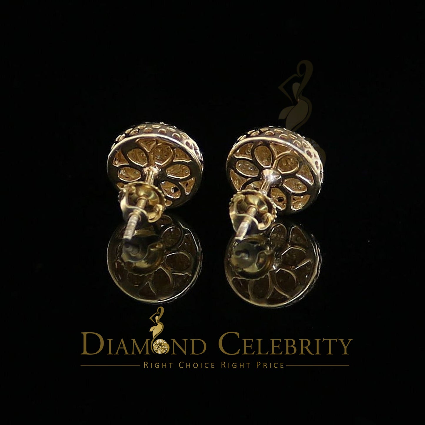 DiamondCelebritees 925 Sterling Silver 0.20ct Diamond For Women's/ Men's Yellow Stud Round Earrings