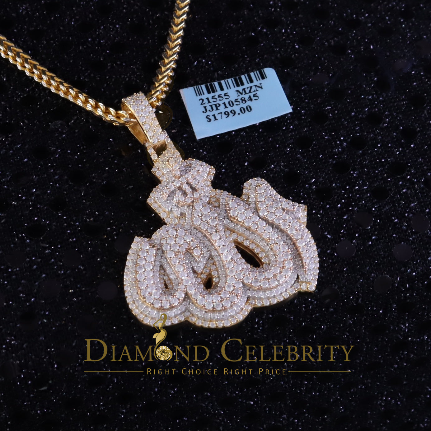 Diamondcelebritees 925 Allah Religious Yellow Silver Pendant 4.00ct VVS 'D Moissanite Men & Women