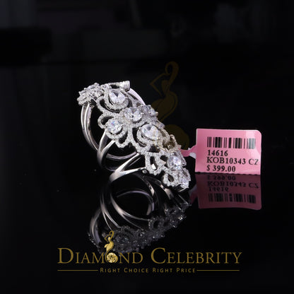 DiamondCelebritees 925 Sterling Silver 4.00ct Cubic Zirconia White Large Flower Womens Ring Size 6