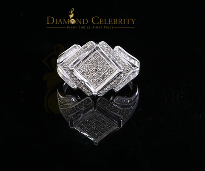 DiamondCelebritees 0.66CT Real Diamond 925 Sterling Silver White Square Men's Engagement Ring SZ 7