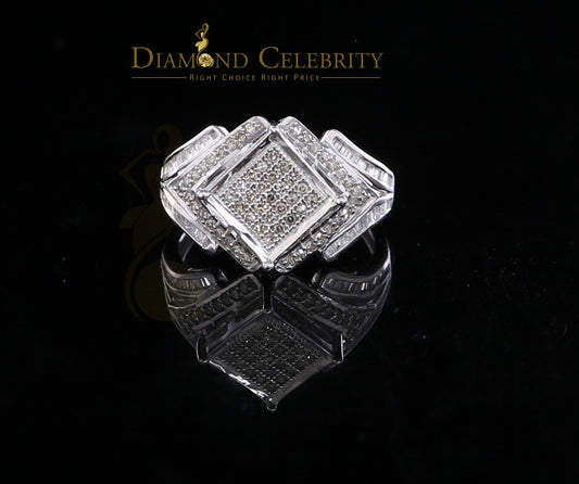 DiamondCelebritees 0.66CT Real Diamond 925 Sterling Silver White Square Men's Engagement Ring SZ 7