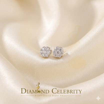 DiamondCelebritees  925 White Sterling Silver 0.76ct Cubic Zirconia Women's Hip Hop Flower Earrings