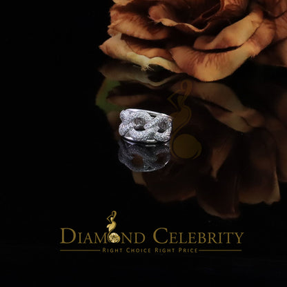 DiamondCelebritees 925 Sterling White Silver Round chain 2.0ct Cubic Zirconia Womens Ring Size 7