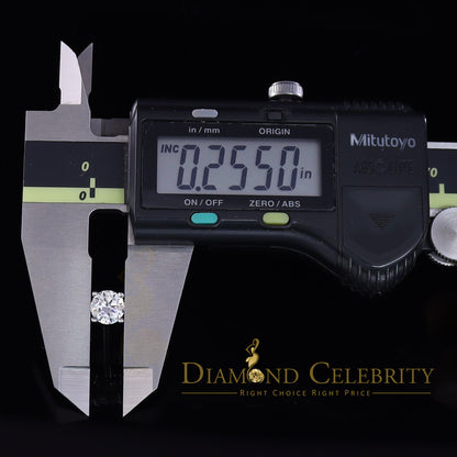 DiamondCelebritees 10K Real White Gold with 2.00ct Round VVS 'D' Color Moissanite Stud Earrings