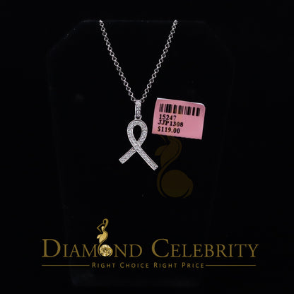 DiamondCelebritees White Ribbon Shape Pendant 925 Sterling Silver with 0.26ct Cubic Zirconia stone