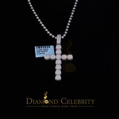 Diamondcelebritees  New 2CT VVS D Moissanite White Silver Charm flower Cross 2" Pendant Men & Women