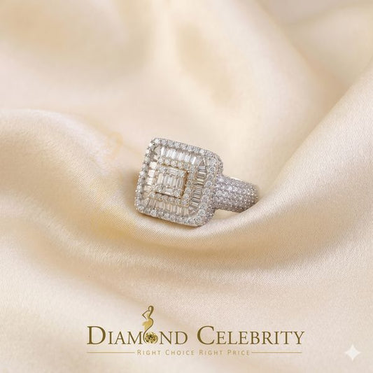 DiamondCelebritees Men's 925 Yellow 925 Silver 5.50ct VVS 'D' Moissanite Square Rings Size 10