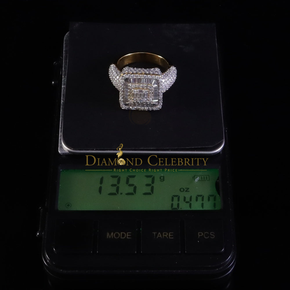 DiamondCelebritees Men's 925 Yellow 925 Silver 5.50ct VVS 'D' Moissanite Square Rings Size 10