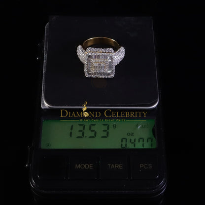DiamondCelebritees Men's 925 Yellow 925 Silver 5.50ct VVS 'D' Moissanite Square Rings Size 10