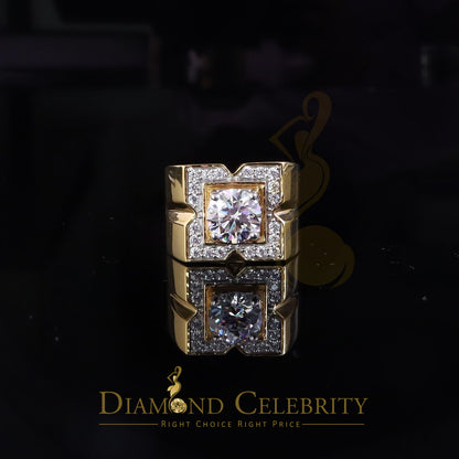 DiamondCelebritees 4.50ct Cubic Zirconia Yellow 925 Silver Men's Adjustable Ring SZ From 9 to 11