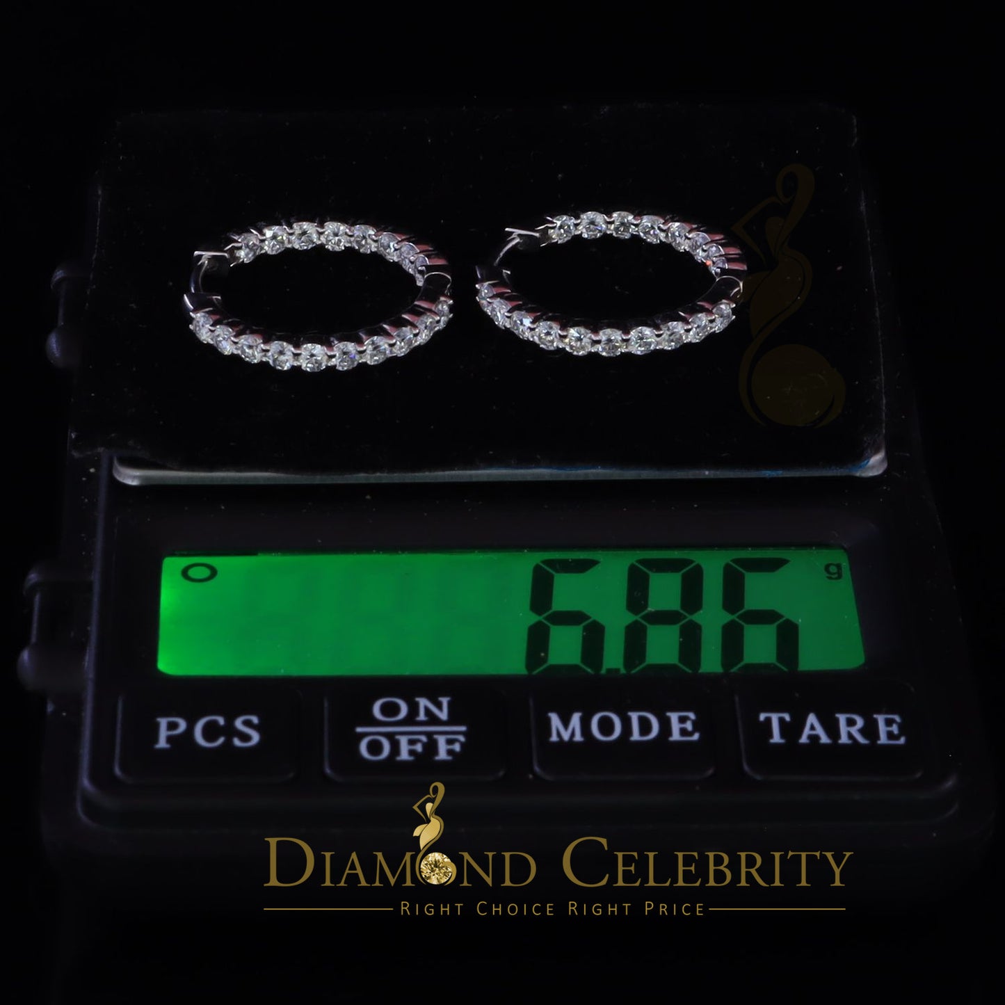 Diamondcelebritees 4.00ct Moissanite White 925 Sterling Silver Women's In and Out Hoop Earrings