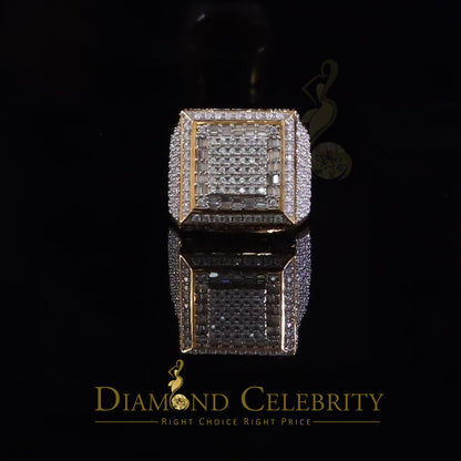 DiamondCelebritees 925 Sterling Silver 4.50ct VVS 'D' Moissanite Yellow Square Rings Size 10 Men's