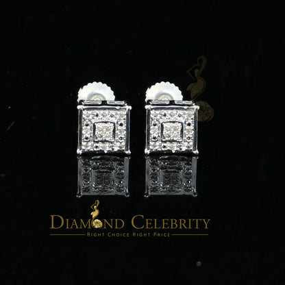DiamondCelebritees 0.05ct Diamond 925 Sterling Silver White Stud Women's & Men's Square Earrings