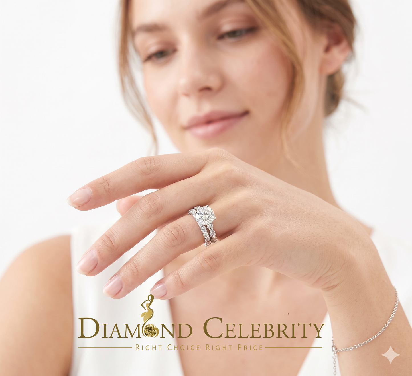 DiamondCelebritees 7.00ct Moissanite White Sterling Silver Men's/ Women Bridal Round Rings Size 8