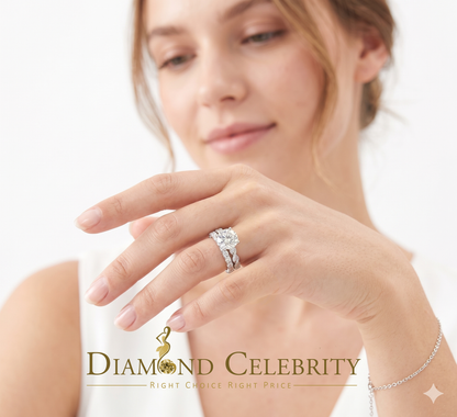 DiamondCelebritees 7.00ct Moissanite White Sterling Silver Men's/ Women Bridal Round Rings Size 8