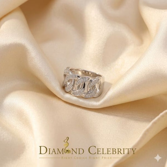 DiamondCelebritees 0.85ct Cubic Zirconia Stone White 925 Sterling Silver Cuban Men's Ring Size 10