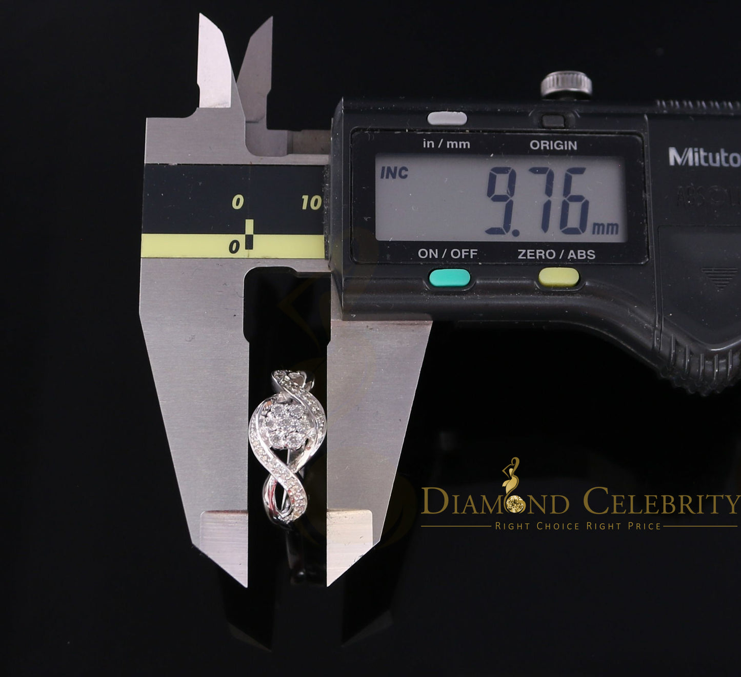 DiamondCelebritees 0.15 CT Real Diamond 925 Sterling Silver White Geometrical Womens Ring Size 7