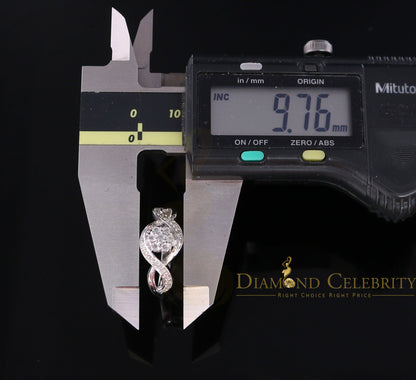 DiamondCelebritees 0.15 CT Real Diamond 925 Sterling Silver White Geometrical Womens Ring Size 7