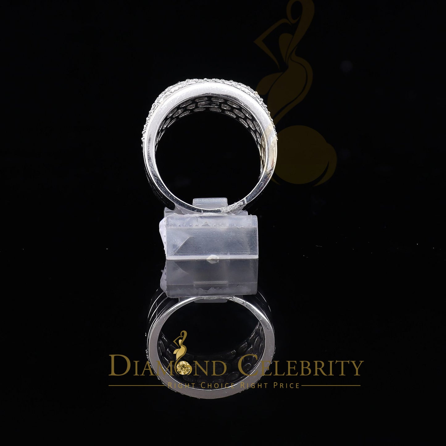 DiamondCelebritees Sterling White Silver 4.50ct Cubic Zirconia Band Fashion Men's Ring Size 9.5