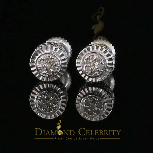 DiamondCelebritees 925 Sterling Silver 0.05ct Diamond For Women's/ Men's White Stud Round Earrings