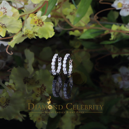 Diamondcelebritees 2.50ct Moissanite White 925 Sterling Silver Women's In and Out Hoop Earrings