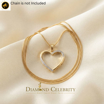 DiamondCelebritees  Real 0.12ct Diamond 925 Sterling Silver HEART Charm Necklace Yellow Pendant