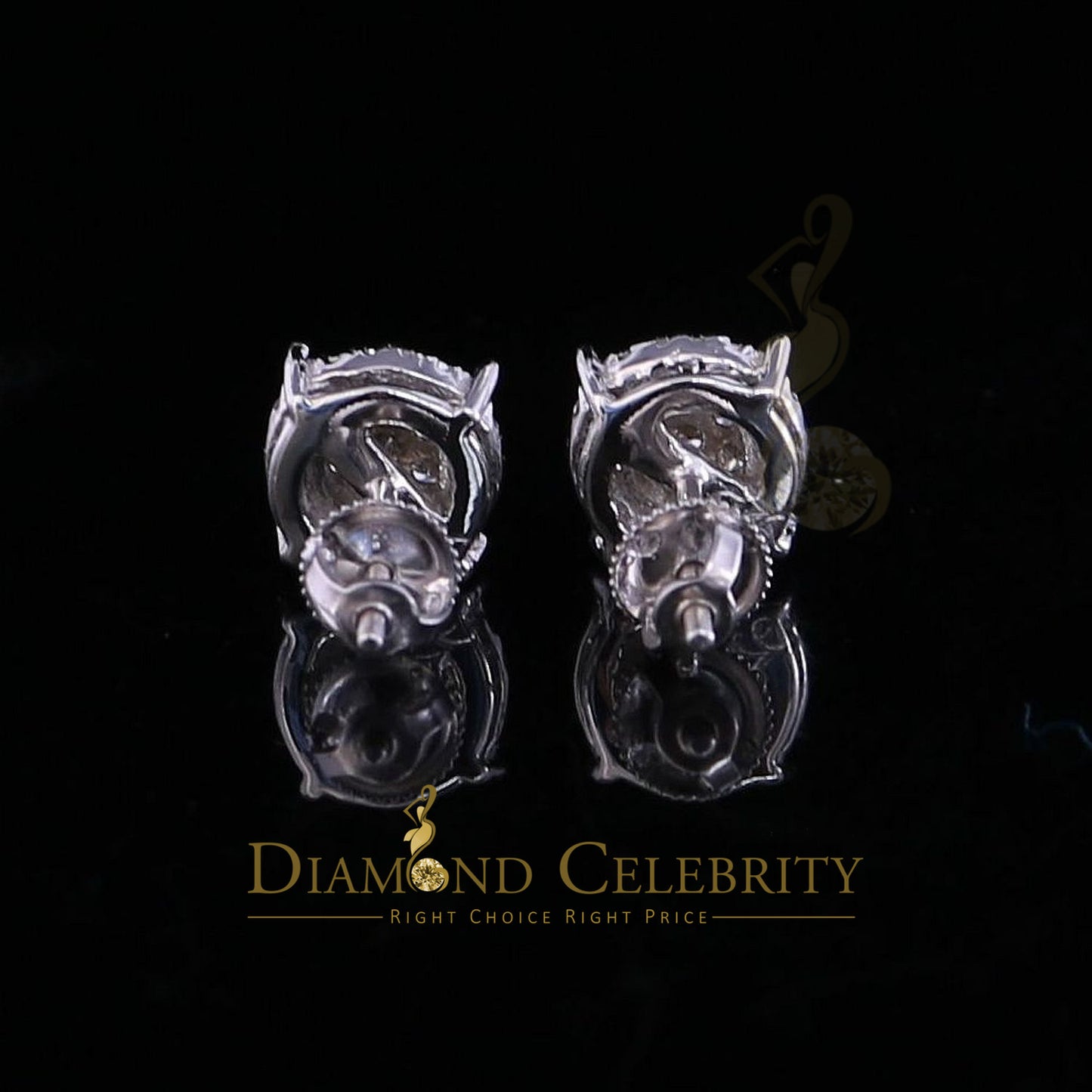 DiamondCelebritees 925 Sterling Silver 0.35ct Diamond For Women's/ Men's White Stud Round Earrings