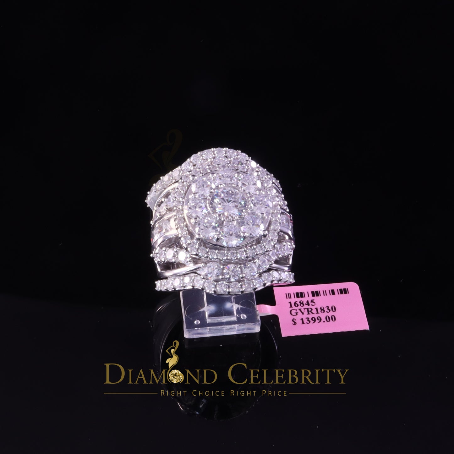 DiamondCelebritees 19.00ct Cubic Zirconia White Sterling Silver Men's/ Women Wedding Rings Size 9