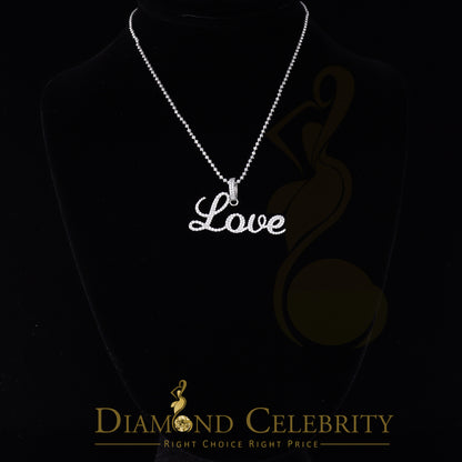 DiamondCelebritees White Attractive" LOVE" Letter 925 Sterling Silver Pendant 2.08ct Cubic Zirconia