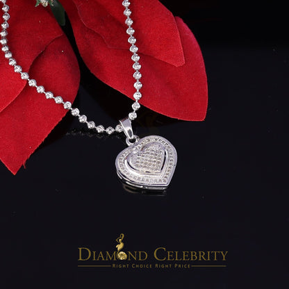 DiamondCelebritees  HEART Charm Real 0.25ct Diamond 925 Sterling Silver Necklace Pendant in White
