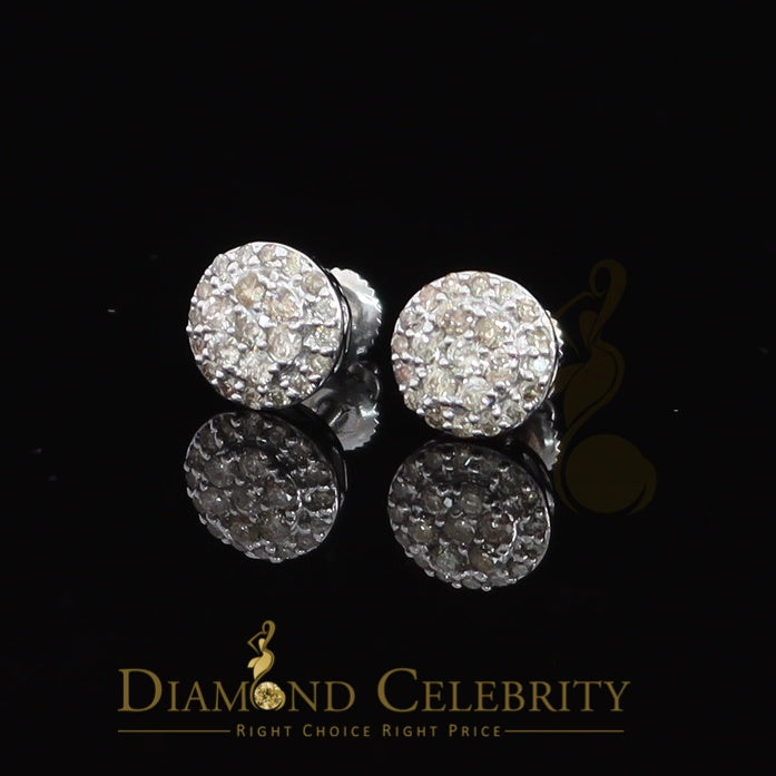 DiamondCelebritees 10K Real White Gold Real Diamond 0.55CT Men's/Women's Stud Round Earring
