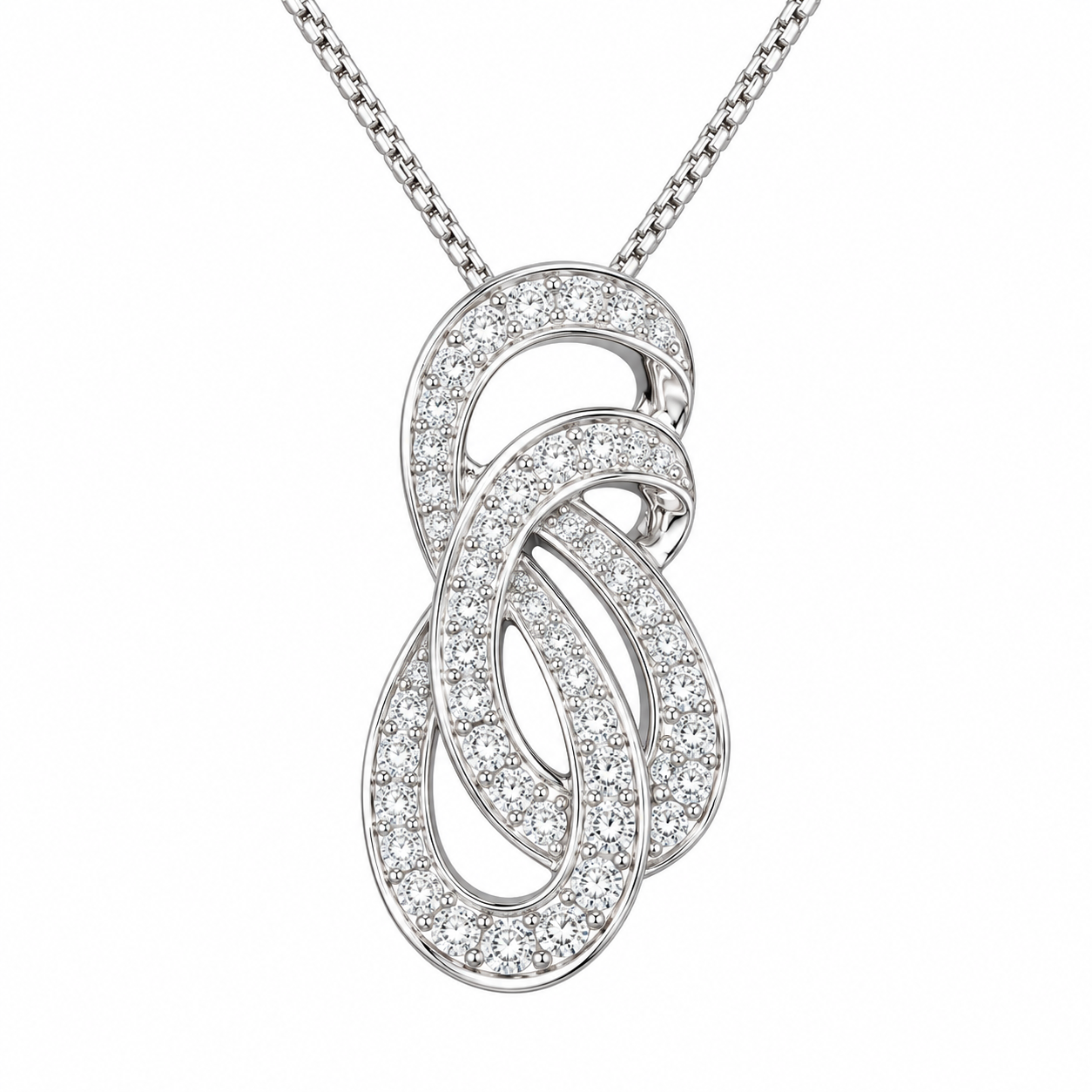 DiamondCelebritees 925 Sterling Silver 1inch Double Infinity Pendant Sparkling 0.28ct Cubic Zircon
