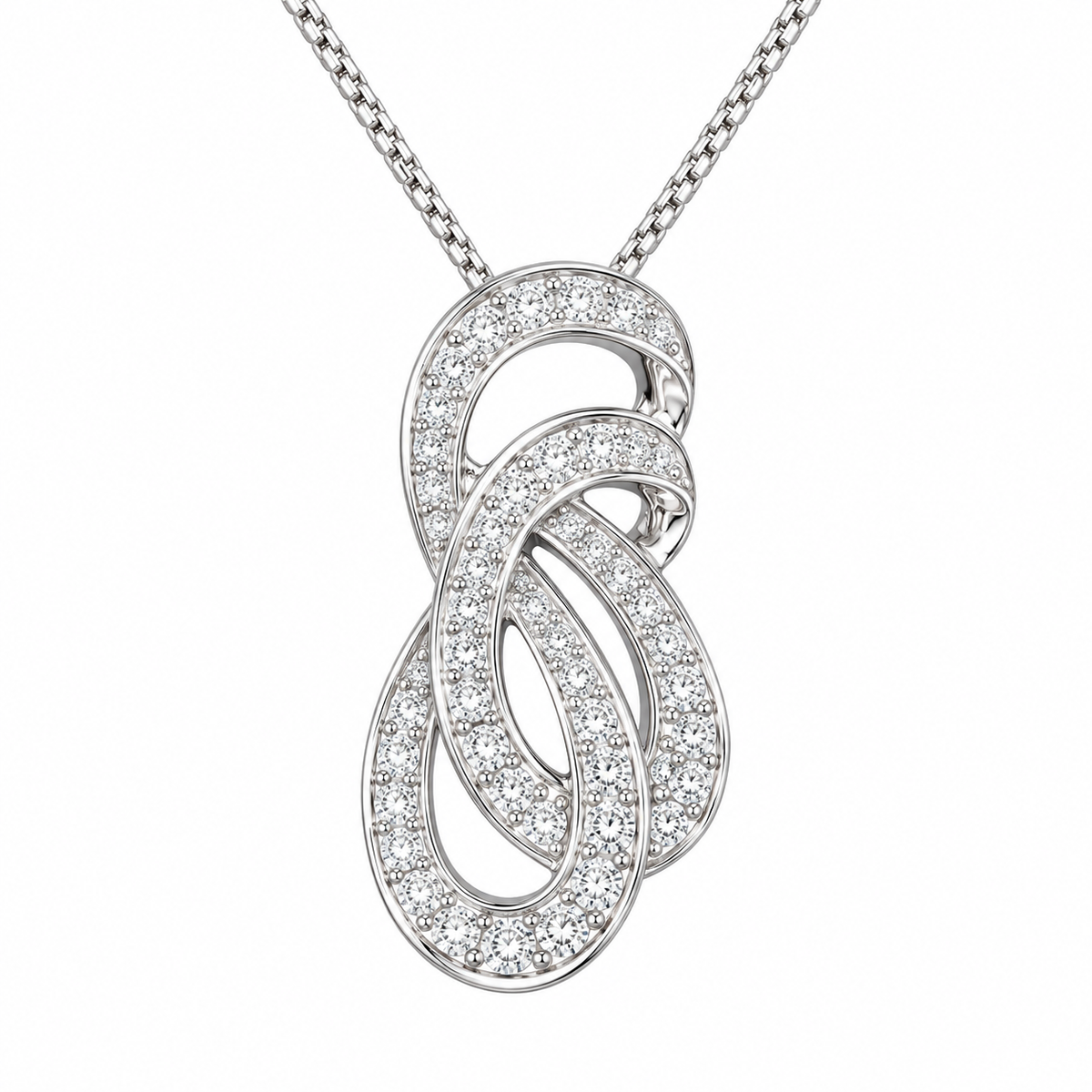 DiamondCelebritees 925 Sterling Silver 1inch Double Infinity Pendant Sparkling 0.28ct Cubic Zircon