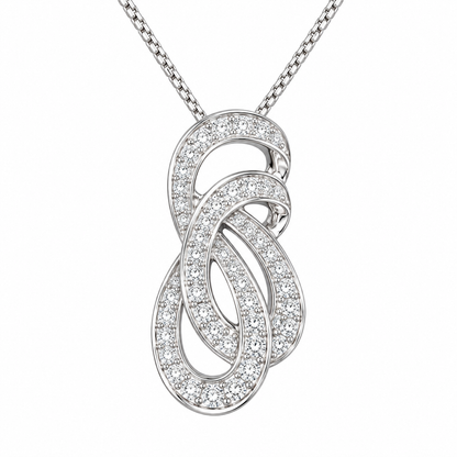 DiamondCelebritees 925 Sterling Silver 1inch Double Infinity Pendant Sparkling 0.28ct Cubic Zircon