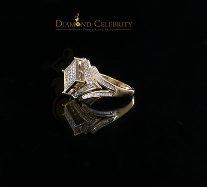 DiamondCelebritees Real 0.66ct Diamond 925 Sterling Silver Yellow Square Womens Engagement Ring SZ7