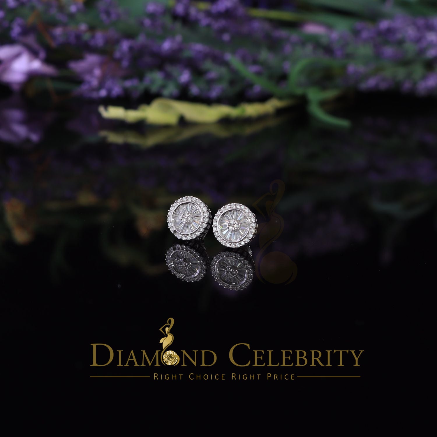 DiamondCelebritees  0.52ct Cubic Zirconia 925 White Sterling Silver Women's Hip Hop Round Earrings