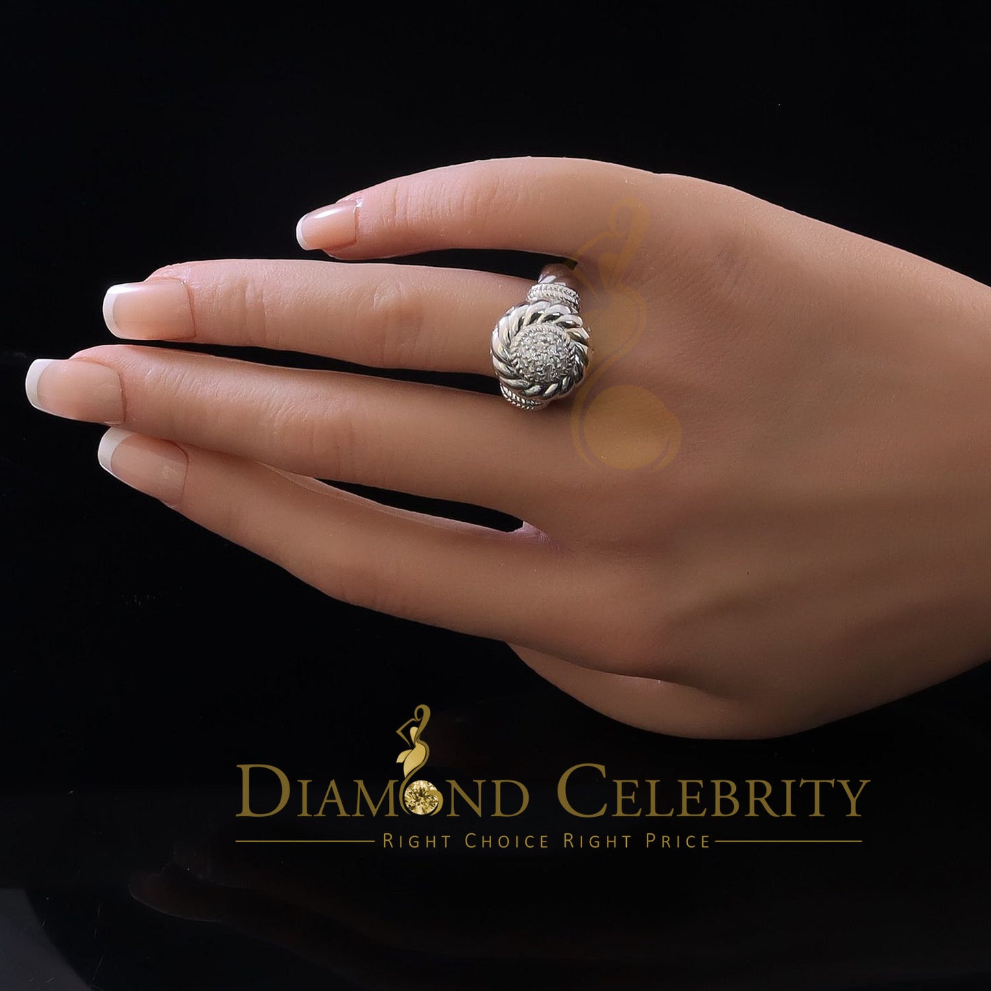 DiamondCelebritees 0.58ct Sterling White Silver Round Shape 925 Cubic Zirconia Womens Ring size 7