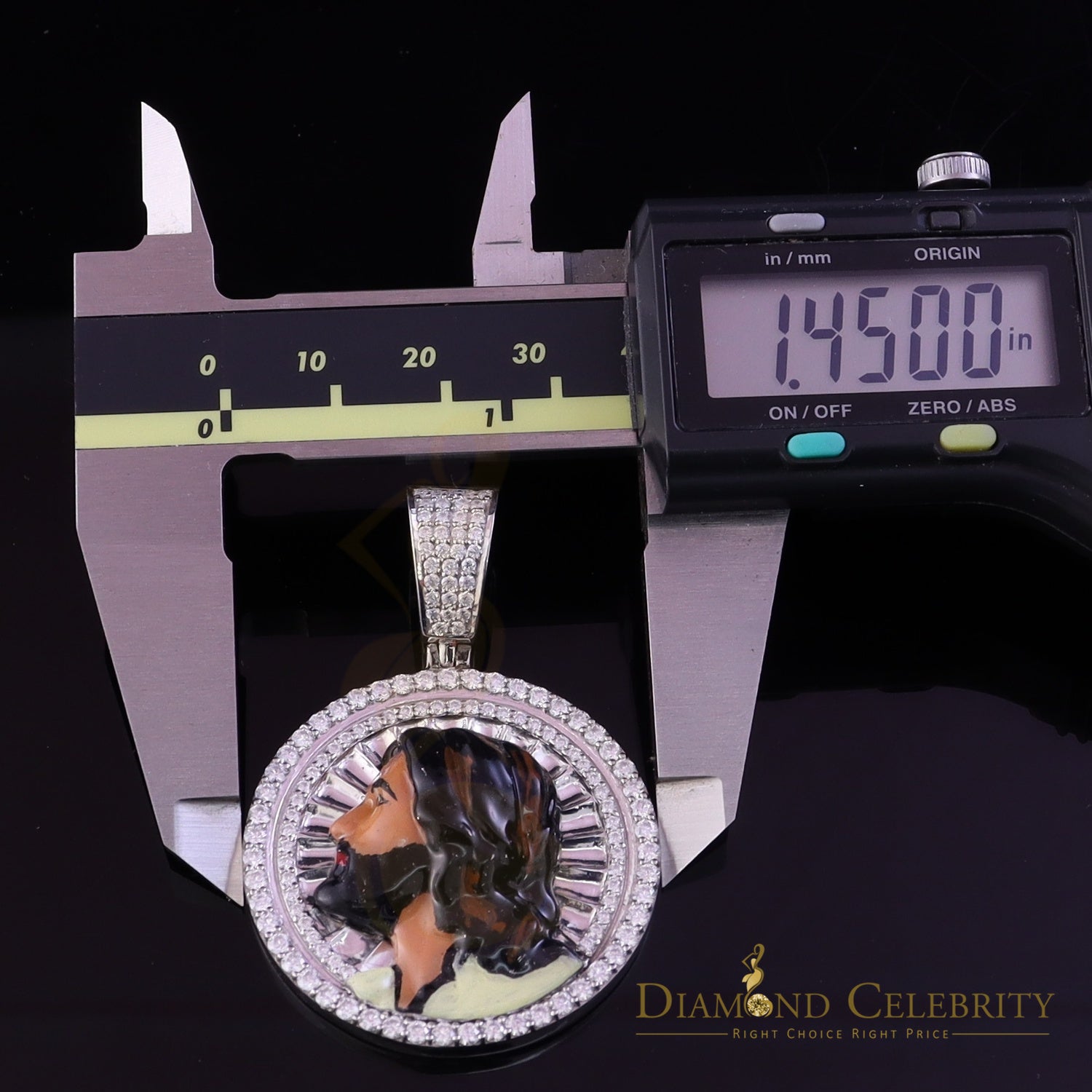 Diamondcelebritees  1.50 inch 925 Silver Enamel JESUS White Pendant 3.00ct Moissanite for He/She
