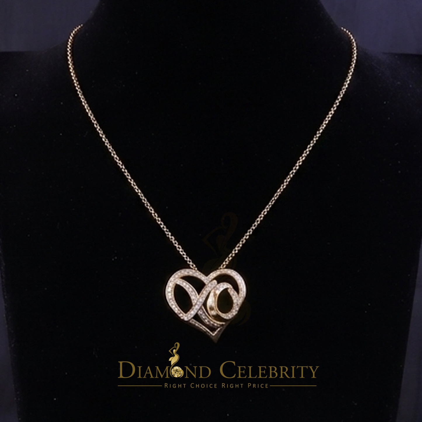 DiamondCelebritees  0.10ct Real Diamond Valentine Special "HEART" Pendant 925 Sterling Silver Yellow