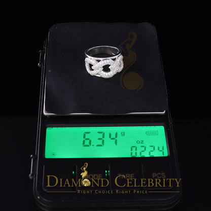 DiamondCelebritees 925 Sterling White Silver Round chain 2.0ct Cubic Zirconia Womens Ring Size 7