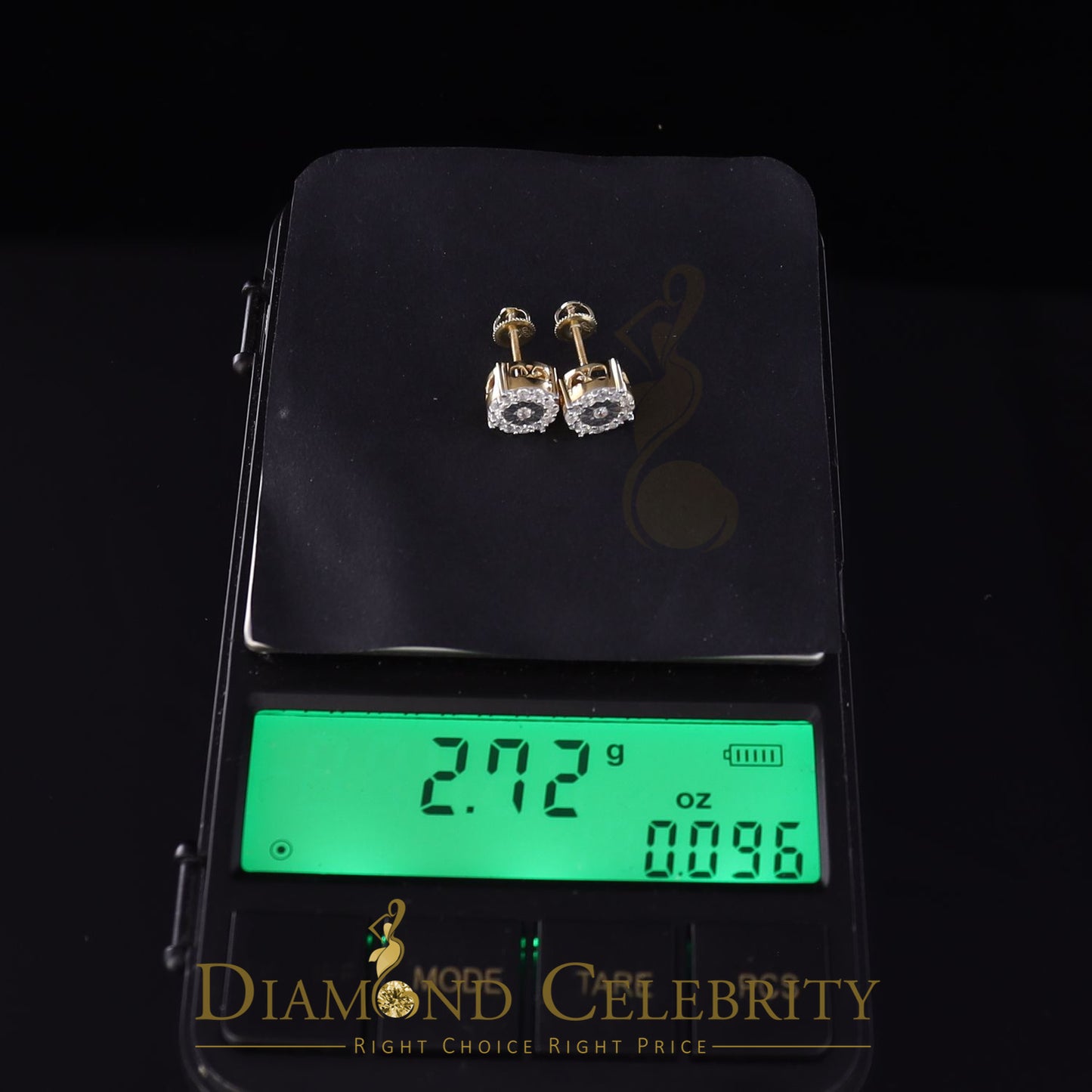 DiamondCelebritees  Yellow Silver 1.12ct Cubic Zirconia 925 Women's & Men's Hip Hop Square Earrings