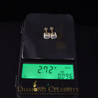 DiamondCelebritees  Yellow Silver 1.12ct Cubic Zirconia 925 Women's & Men's Hip Hop Square Earrings