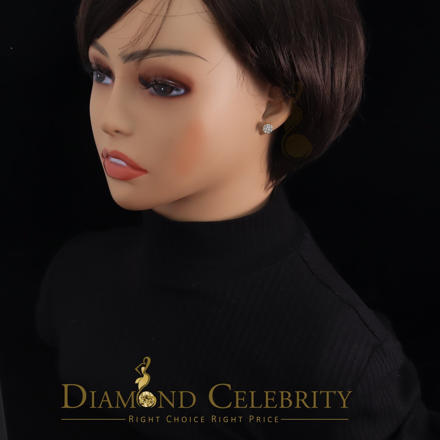 DiamondCelebritees Men's/Women's 10K Real Yellow Gold with 0.75CT Real Diamond Stud Earrings