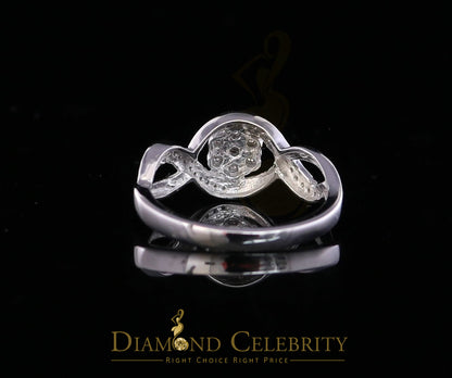 DiamondCelebritees 0.15 CT Real Diamond 925 Sterling Silver White Geometrical Womens Ring Size 7