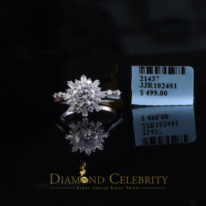 DiamondCelebritees New Womens 925 Silver White 1.25ct VVS 'D' Round Solitaire Moissanite Ring SZ 7
